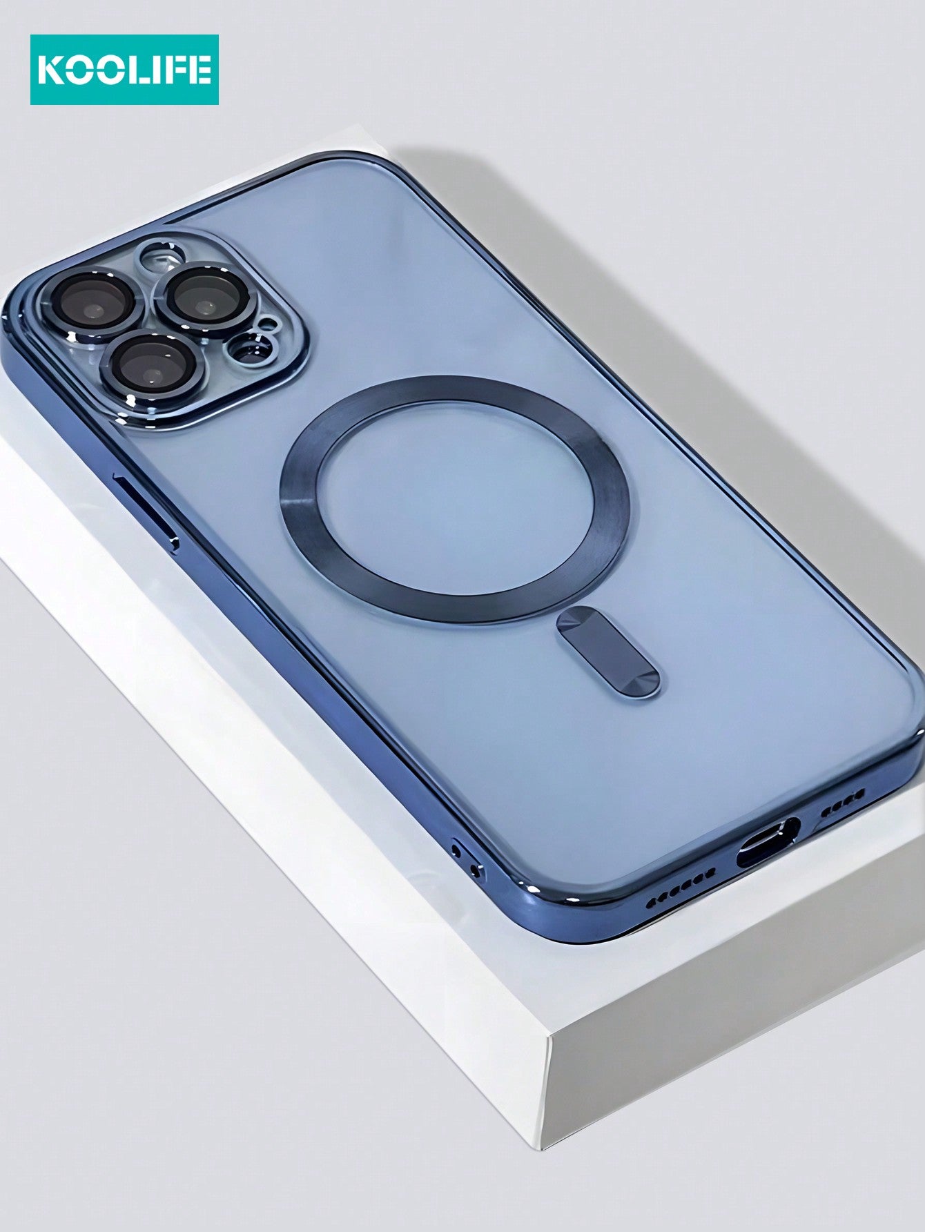 Blue 1pc Luxury Shockproof CD Pattern Phone Case, With Camera Lens Protector And Magnetic Charging Port, Compatible With Apple IPhone 13/13 Pro/13 Pro Max/14/14 Pro/14 Plus/14 Pro Max/15/15 Pro/15 Plus/15 Pro Max, For Women/Men, TPU Soft Phone Cover