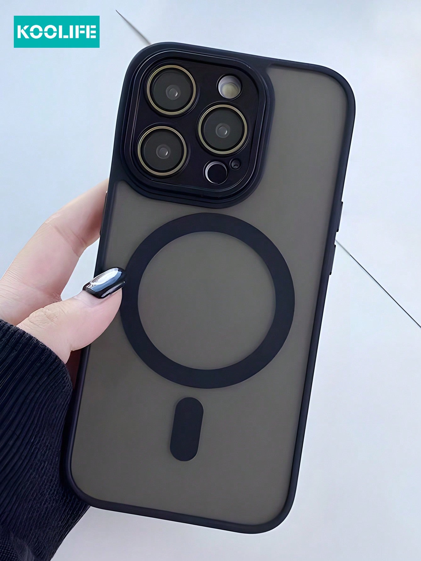 Koolife 1pc Magnetic Wireless Charging Full Coverage Anti-Drop Phone Case, TPU+PC Matte Spray Textured Handfeel With Lens Protection Film For IPhone11/11pro/11promx/12/12pro/12promax/13/13pro/13promax/14/14pro/14promax/14plus/15/15pro/15plus/15promax; Ant