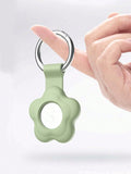 1pc Green Silicone Flower Shaped Protective Case Compatible With Apple Airtag Tracker Anti-Lost Device