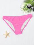 Swim Solid Color Elastic Bikini Bottom For Summer Beach