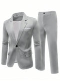Fashionable Plus Size Men Solid Elegant Suit Set For Any Occasion