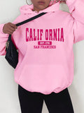 Loose Fit Pullover Hoodie With Drawstring And Letter Print, Suitable For Autumn And Winter