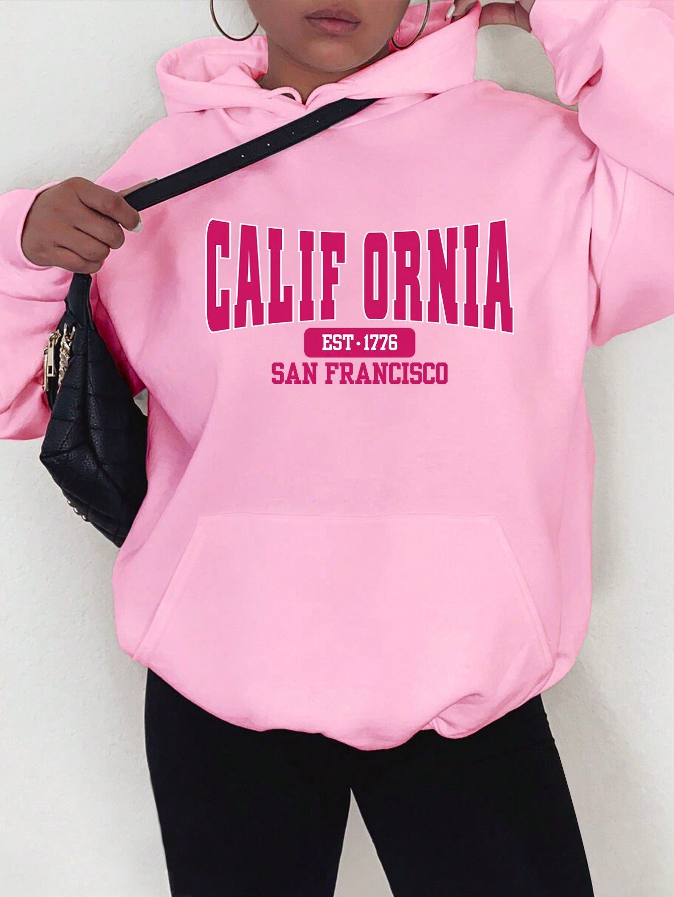 Loose Fit Pullover Hoodie With Drawstring And Letter Print, Suitable For Autumn And Winter
