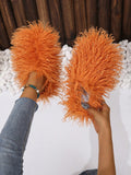 Women's New Faux Shearling Sandals With Fluffy Fluffy And Closed Toe, Perfect For Home And Leisure