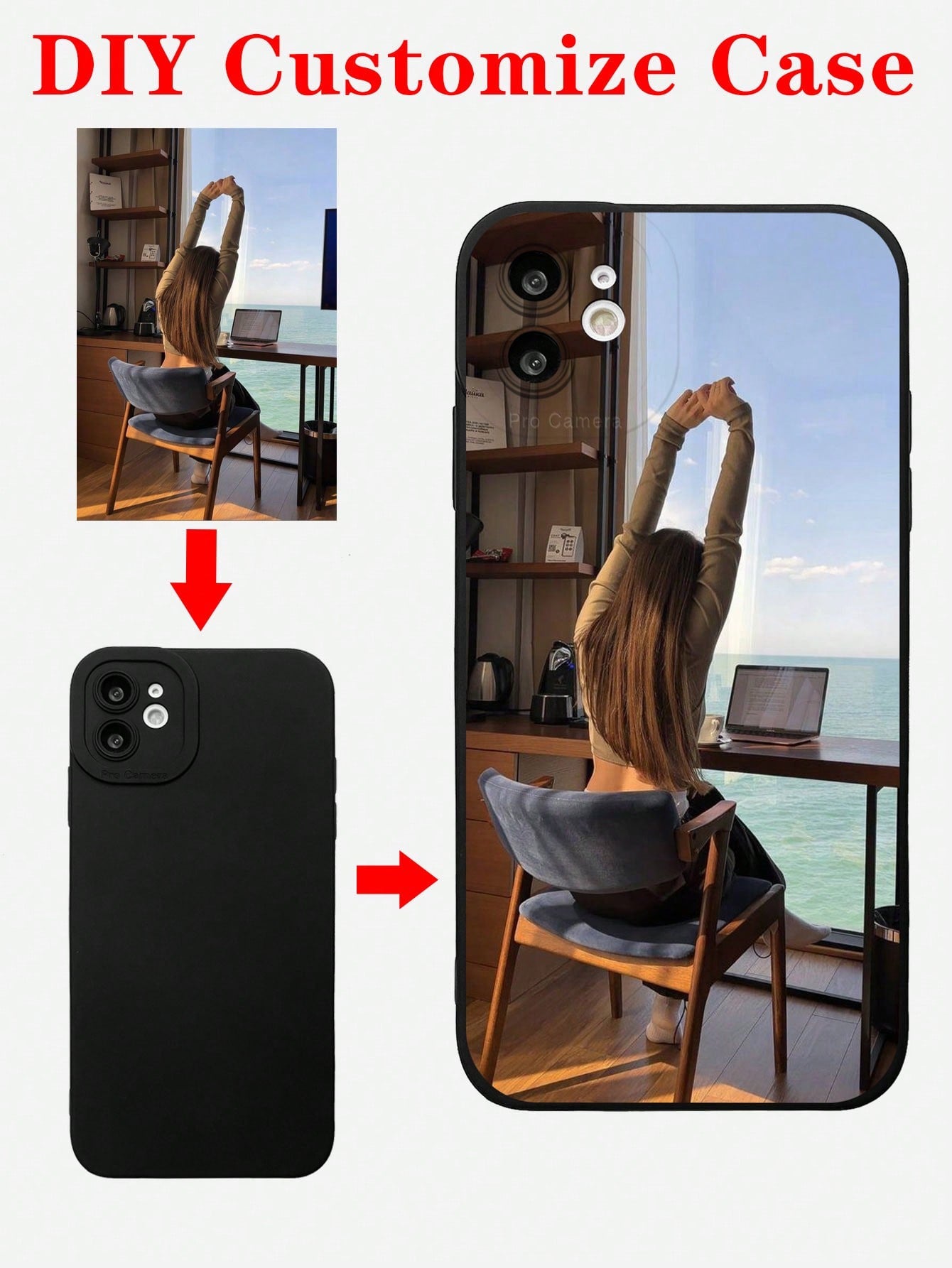 Customizable Unisex Black Full Wrap Personalized Life Photo Soft Phone Case, Compatible With IPhone 11/12/13/14/15, Fashionable