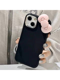 Solid Color 3D Bowknot IPhone 15 Pro Max Phone Case Soft Silicone Simple Protective Cover Compatible With IPhone 14 Pro/13/12/11/XS/XR Series