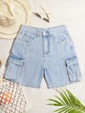 Ladies Stylish Denim Shorts With Pocket Design
