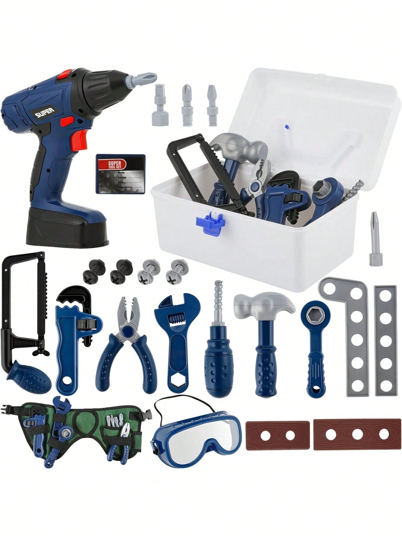 Kids Tool Box 30 Pieces Tool Belts Kids Toys With Tool Box Electric Drill Toys For 3 4 5 6 7 Years Old Boys Girls