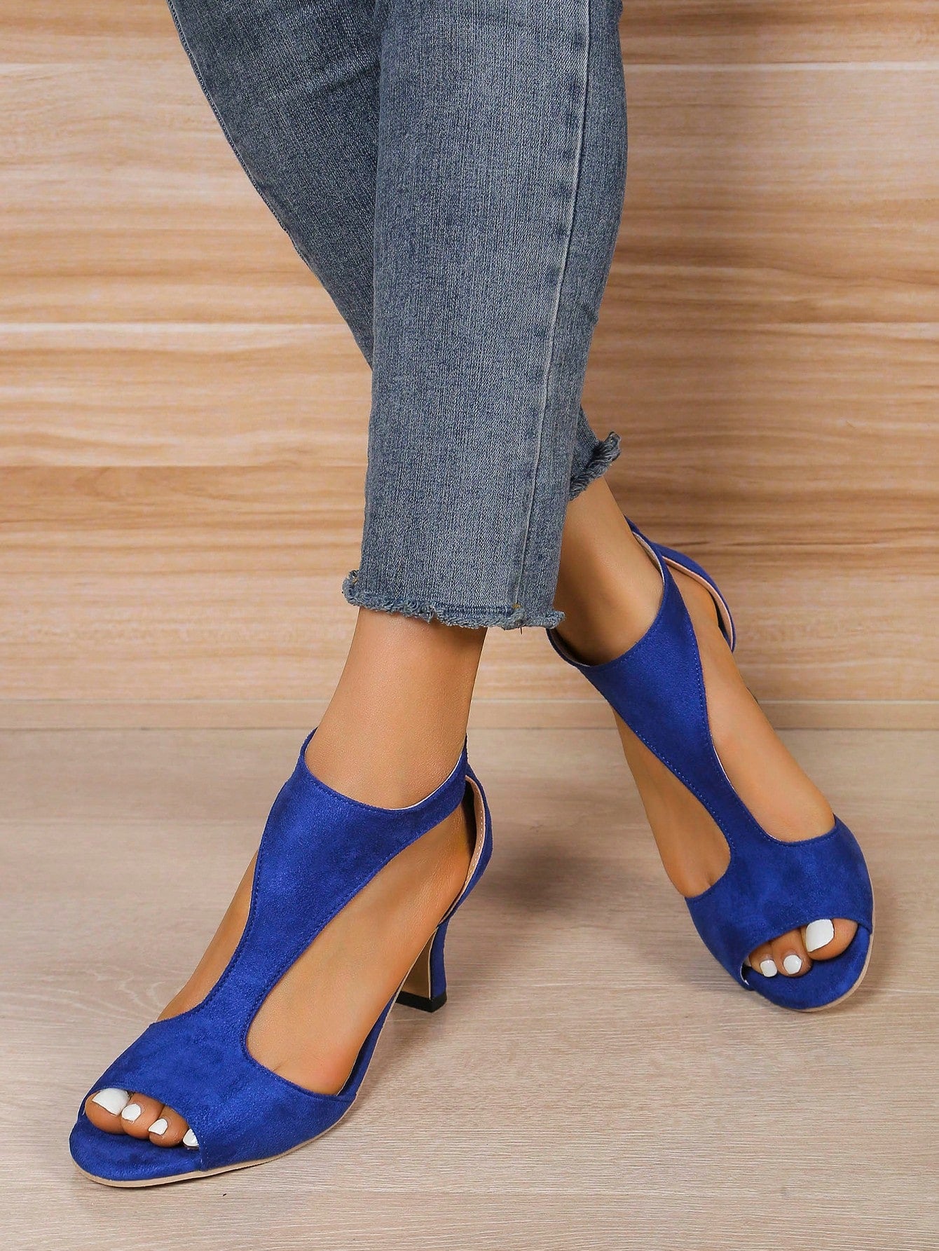 Heeled Sandals Women 2023 New Simple Back Zipper Fishmouth H