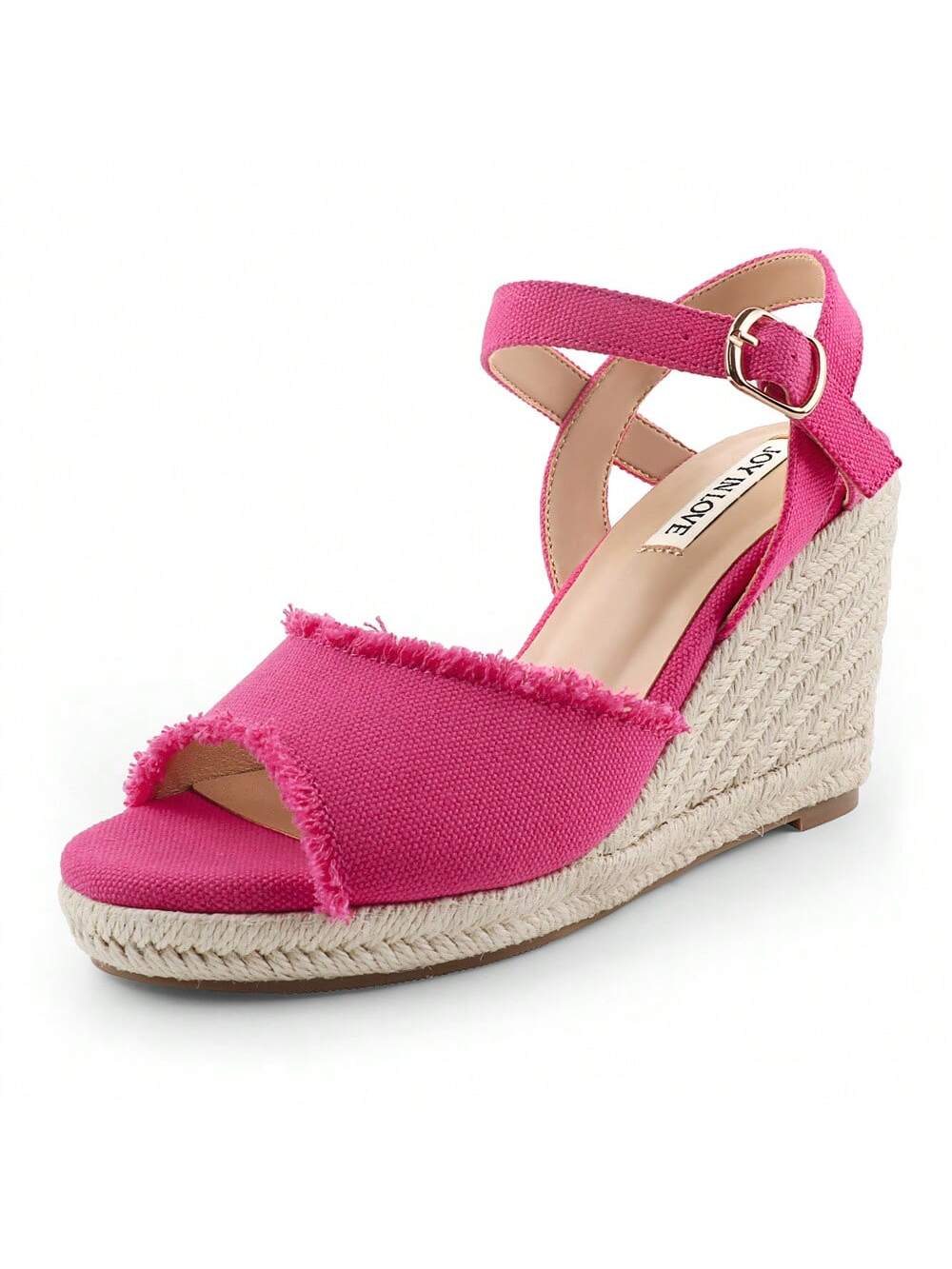 JOY IN LOVE Platform Wedge Sandals For Women 4IN Espadrille Wedge Heels Ankle Strap Sandals