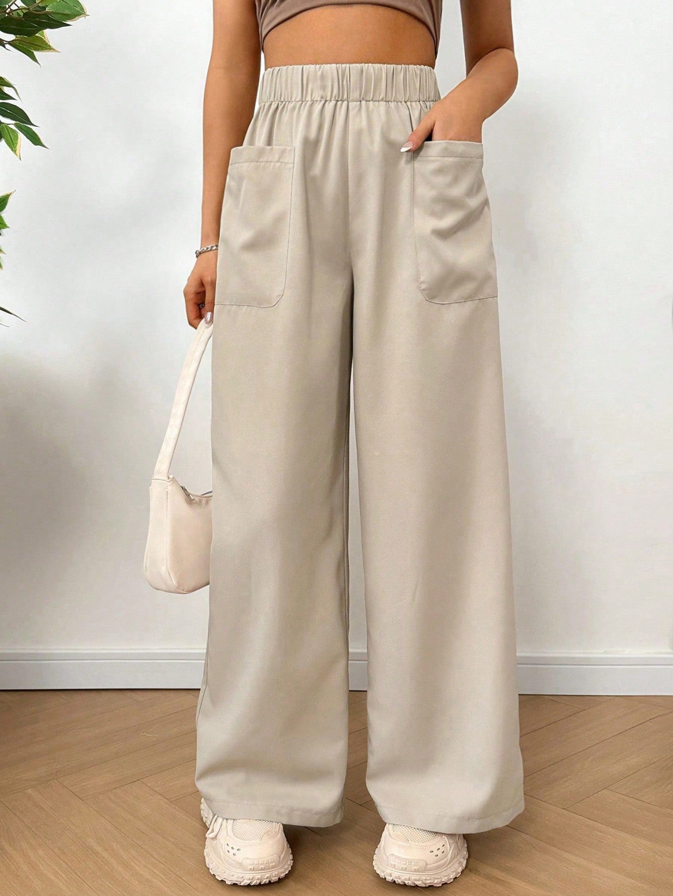 Women's Fashionable Solid Color Loose Fit Long Pants For Spring And Summer Home Leisure