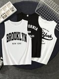 Teen Boy Casual Letter Pattern Simple Sleeveless Tank Top Suitable For Summer