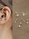 2 Piece Stainless Steel 4 Prong  Ear Studs Earrings For Women/Men Tragus Cartilage Standard Lobe Daith Piercing Jewelry