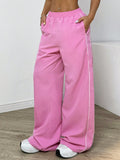 Spring And Summer Pink Casual Straight Pants
