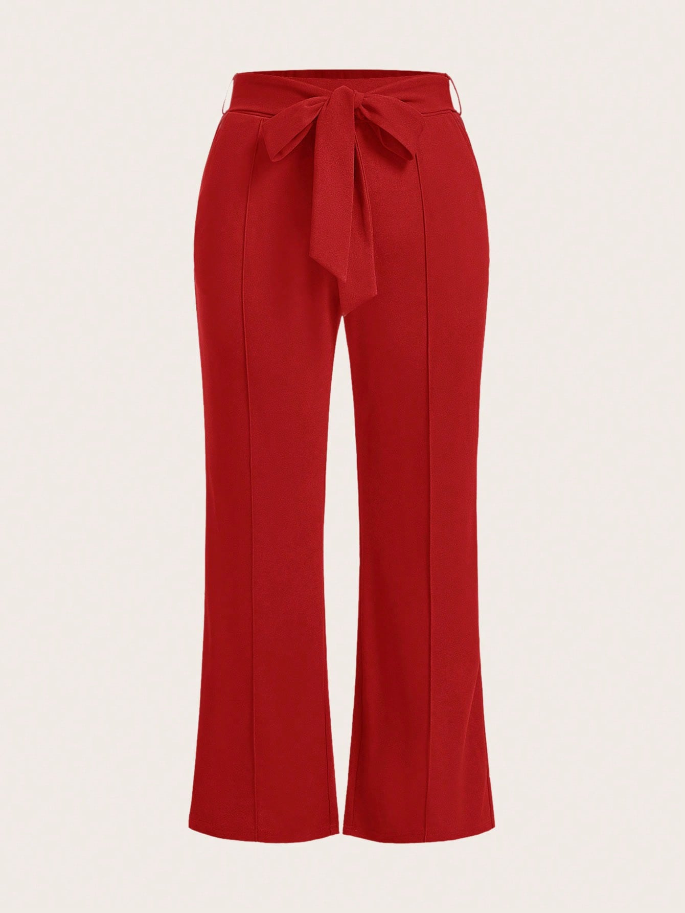 Plus Summer Women Solid Belted Flare Summer Leg Pants