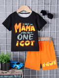 Young Boy Ombre Big Letter T-Shirt And Shorts Set, Casual And Simple