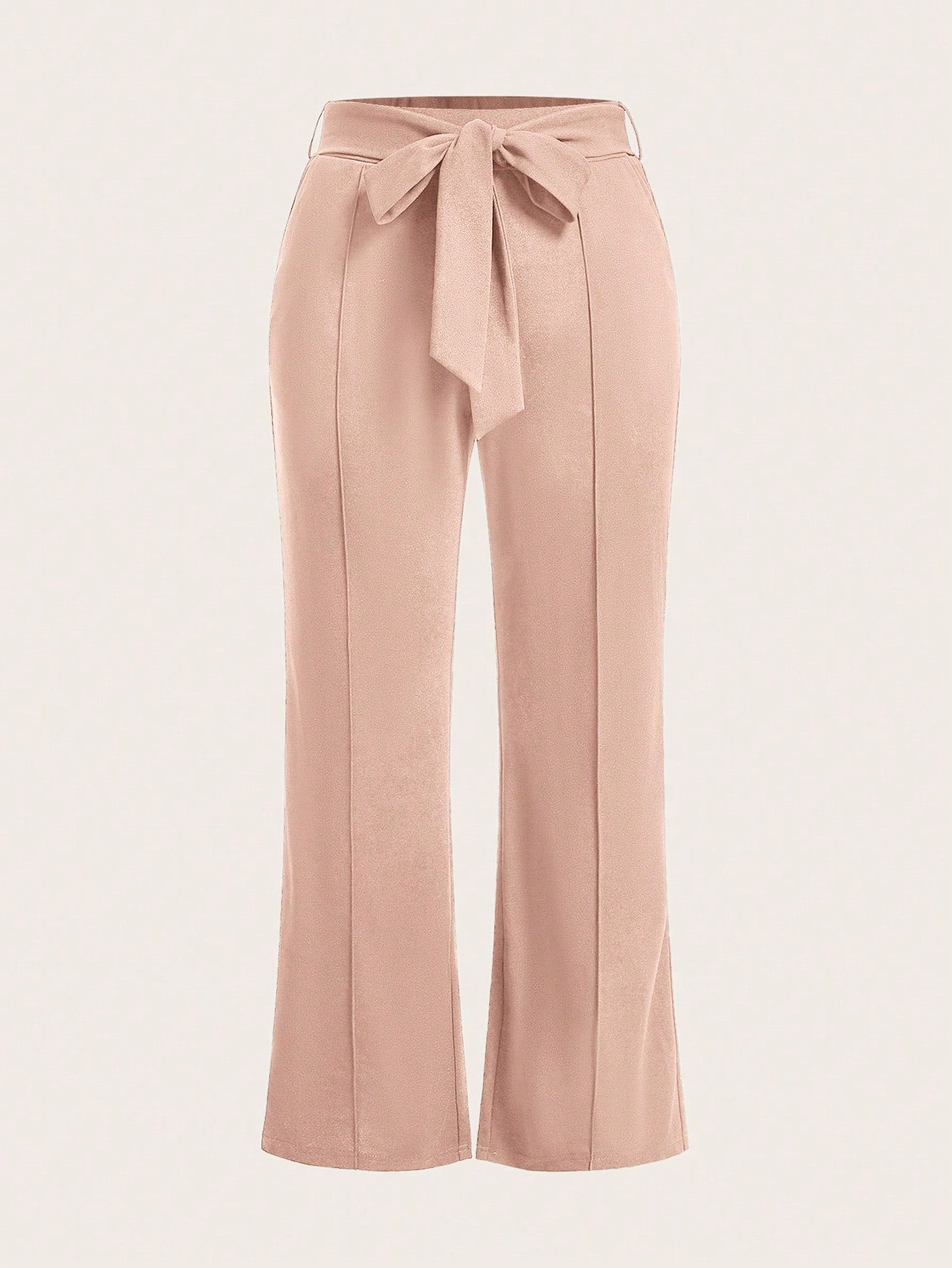 Plus Summer Women Solid Belted Flare Summer Leg Pants