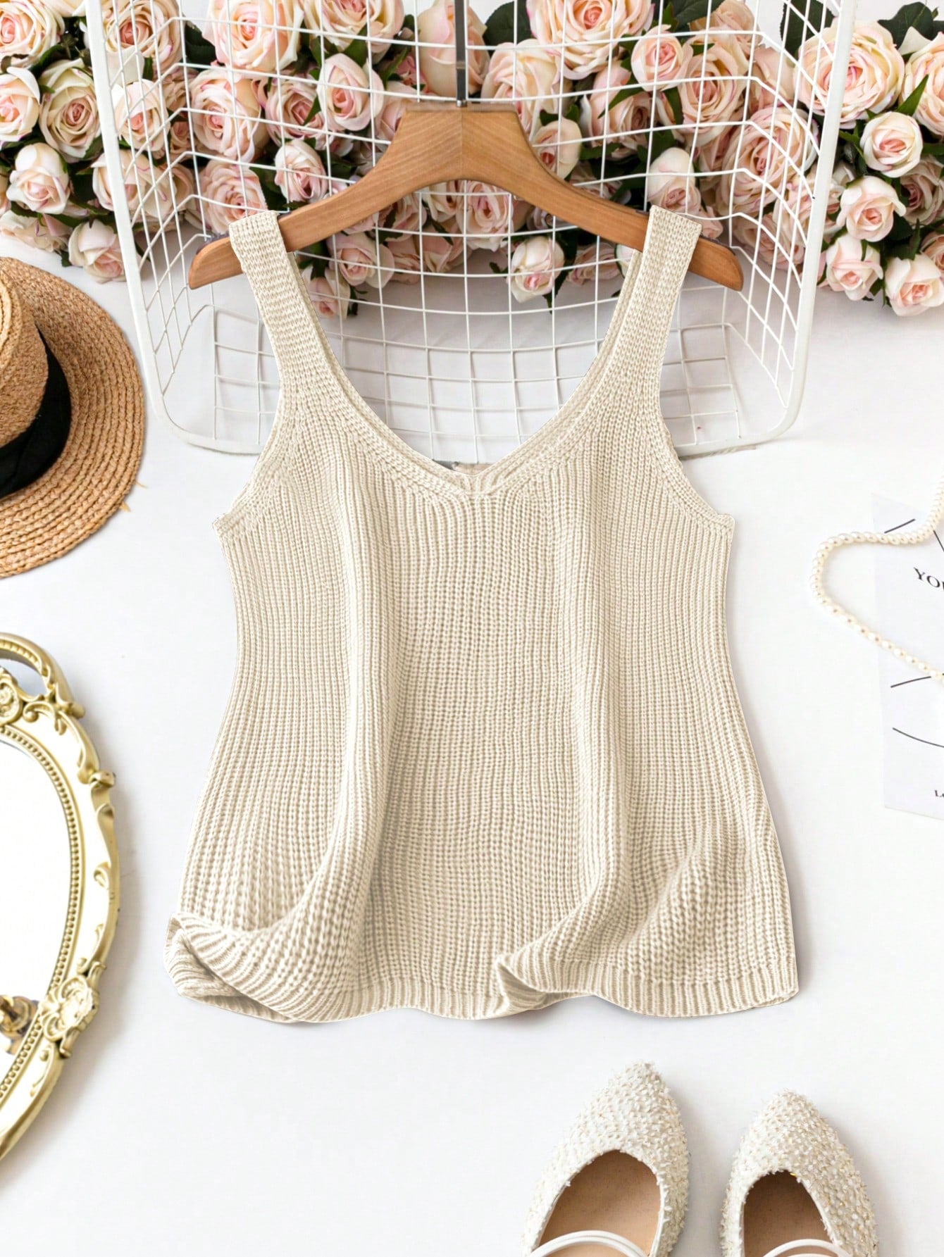 Plus Size Solid Color Casual Holiday Matching Simple Knitted Top