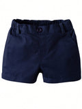 Young Boy Woven Dress Shorts, Elastic Waistband, For Elementary School Performance Or Casual Wear