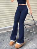 Solid Color Casual Flare Pants Leggings