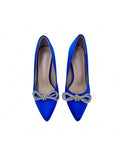 Women's Heel Pump Slip On Rhinestone Embellished Bow