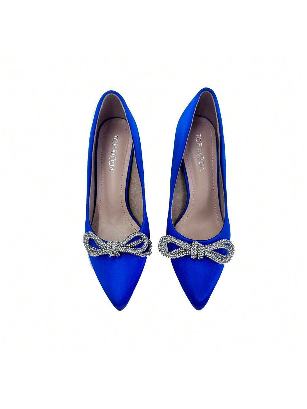Women's Heel Pump Slip On Rhinestone Embellished Bow