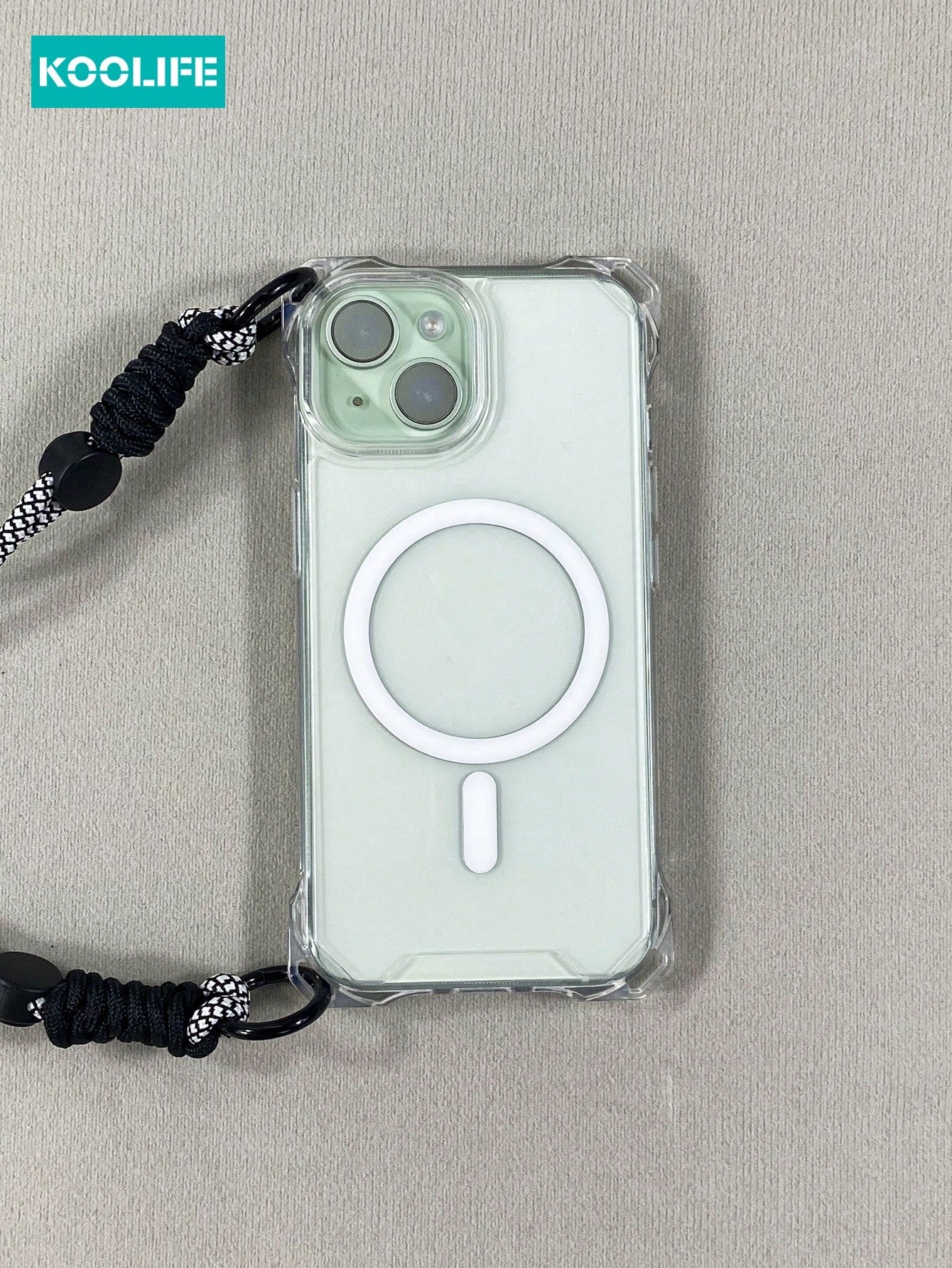 Koolife 2pcs/Set Crossbody Phone Case Lanyard & Corner Protection Anti-Fall, Anti-Lost Magnetic TPU+PC Shockproof Phone Case (With A Woven Thick Lanyard Strap Of About 1.3 Meters Long) Compatible With Apple IPhone12/12pro/12promax/13/13pro/13promax/14/14p