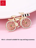 1pc Cute Zinc Alloy Gold-Plated Bicycle Brooch With Transparent Plastic Rhinestones, Suitable For Daily Outfit Matching Like Jeans And Shirts For Girls