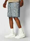 Denim Shorts With Front And Back Applique
