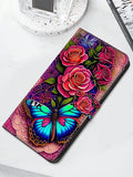 Compatible With Samsung IPhone Xiaomi Redmi Huawei Honor Oppo Phone Case PU Leather Magnetic Case With Stand Slot TPU Shockproof Flip Cover-Butterflies Flowers