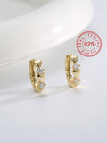 1pair 925 Sterling Silver Low Allergic Heart Shaped Loop Earrings With Artificial Zirconia, Kids' Gift, Youth Girls' Earrings, Gift Box With Blessing Card