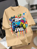 Tween Boys Leisure Simple Cartoon Game Console Print Short Sleeve Round Neck T-Shirt, Suitable For Summer