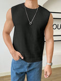Men Spring And Summer Solid Color Loose Casual Sweater Vest With Round Neckline