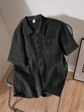Teenage Boys Casual Loose Fit Stylish Solid Color Long Sleeve Shirt