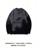 Spring And Autumn New Men's Casual Motorcycle Splice Sweater With Round Neck And Pullover Knitted Sweater For Both Men And Women