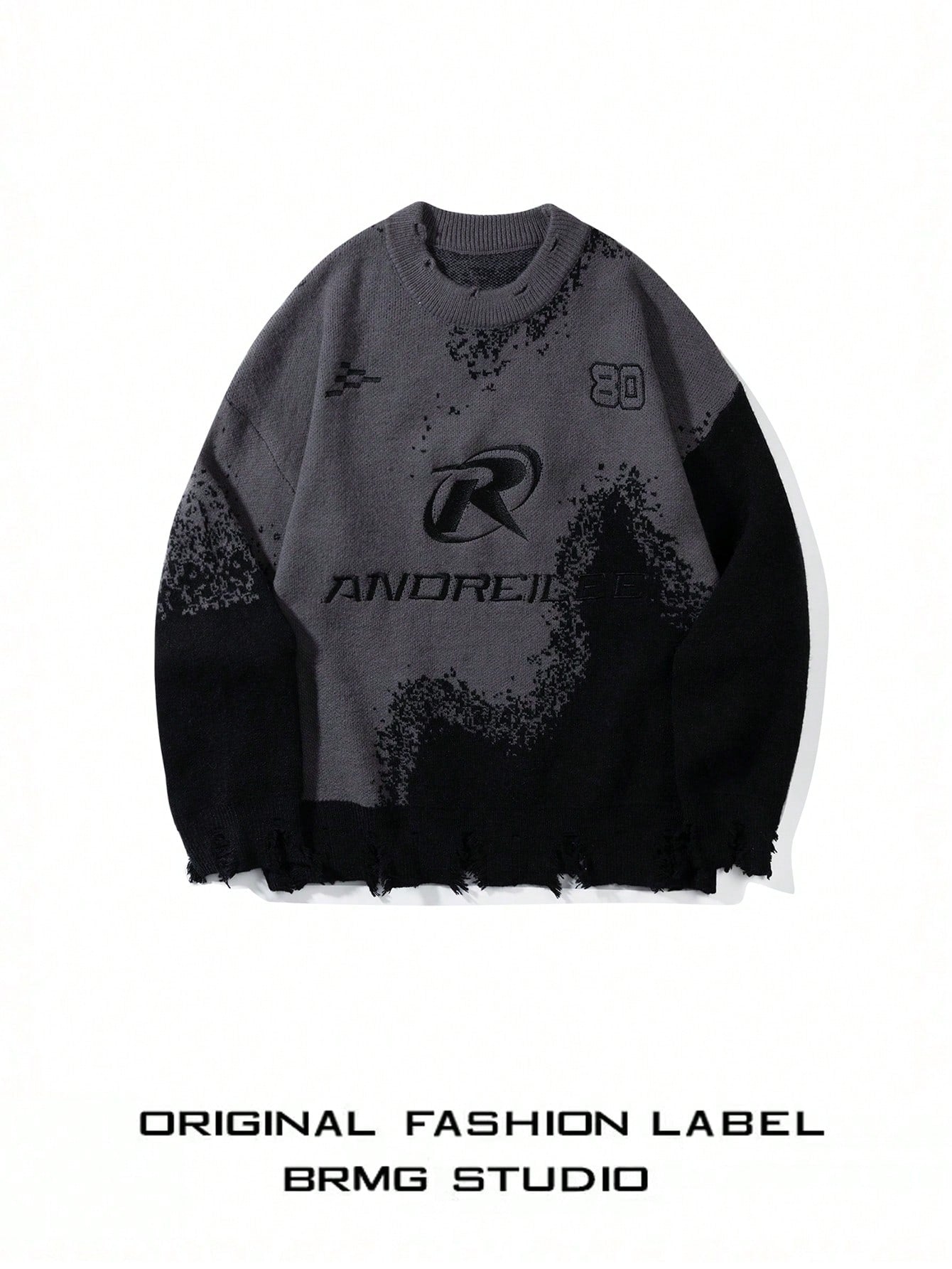 Spring And Autumn New Men's Casual Motorcycle Splice Sweater With Round Neck And Pullover Knitted Sweater For Both Men And Women
