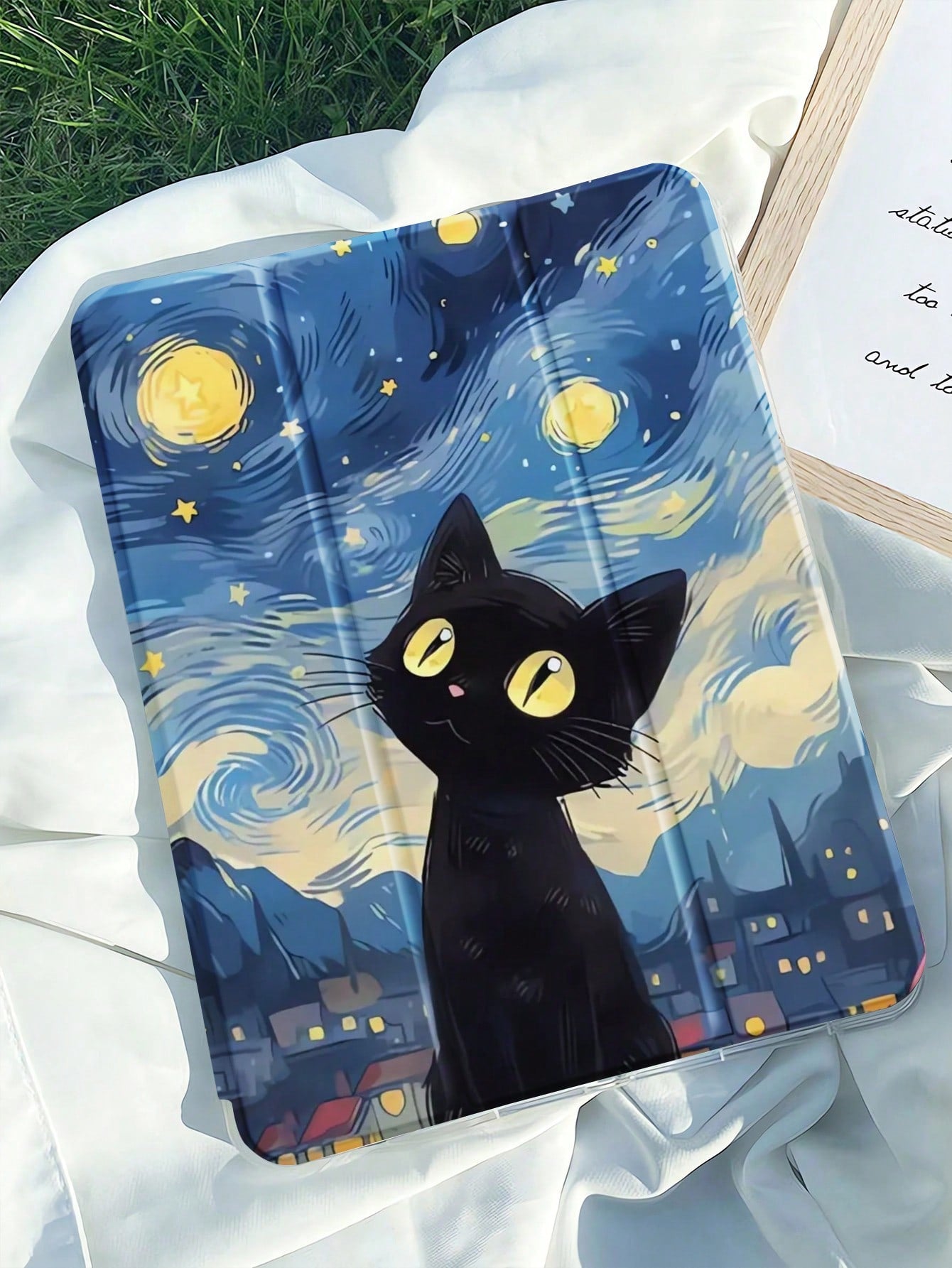 Cute Cat & Galaxy Pattern Silicone Tablet Protective Case With Pencil Holder, Support Sleep/Wake-Up Function, Compatible With Samsung/Huawei/Xiaomi Ipad