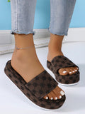 Women Plus Size Mid Heel Wedge Sandals, Summer Fashion Slouchy Slippers Beach Shoes