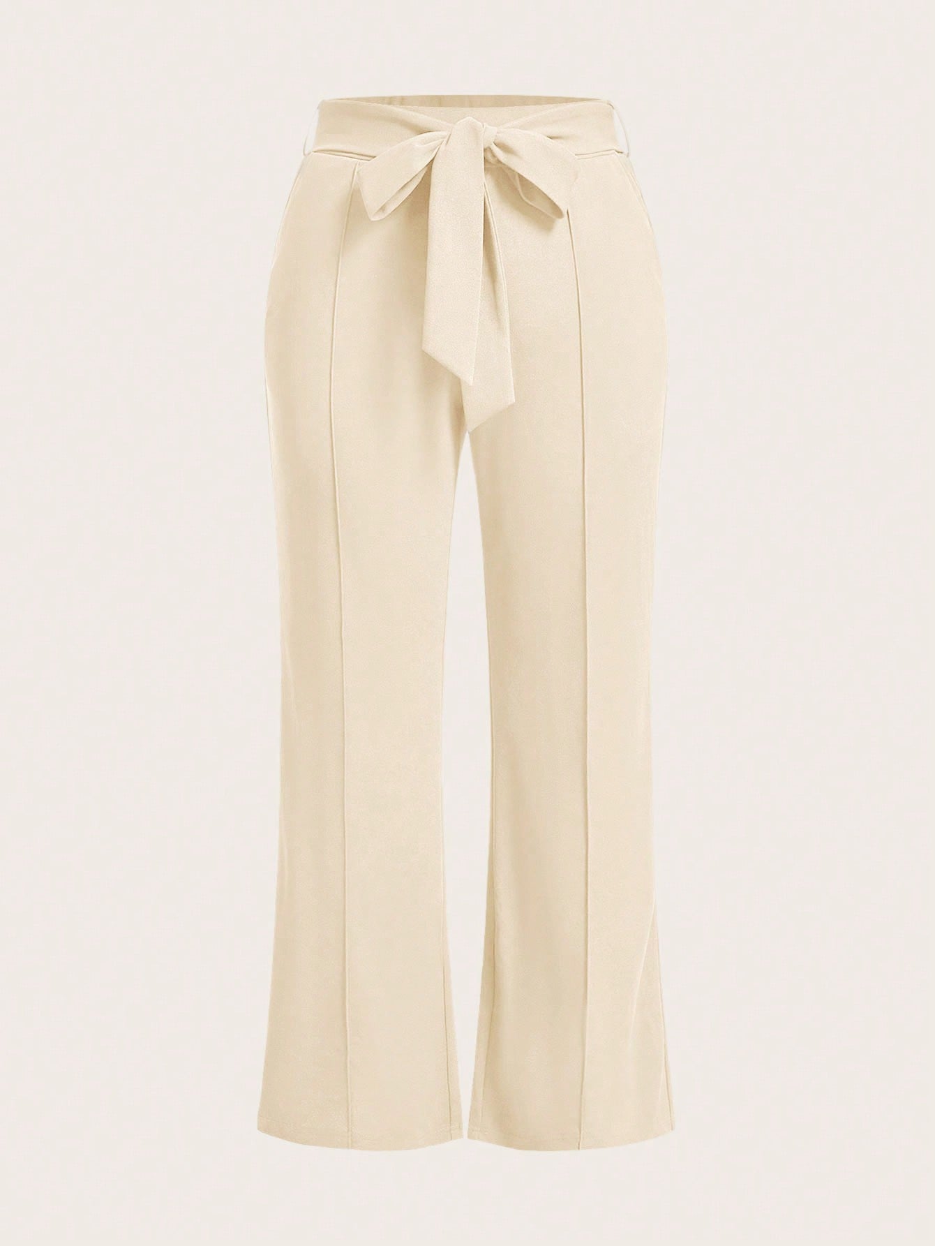 Plus Summer Women Solid Belted Flare Summer Leg Pants