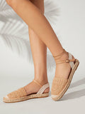 Women Ankle Strap Casual Vacation Woven Flat Sandals