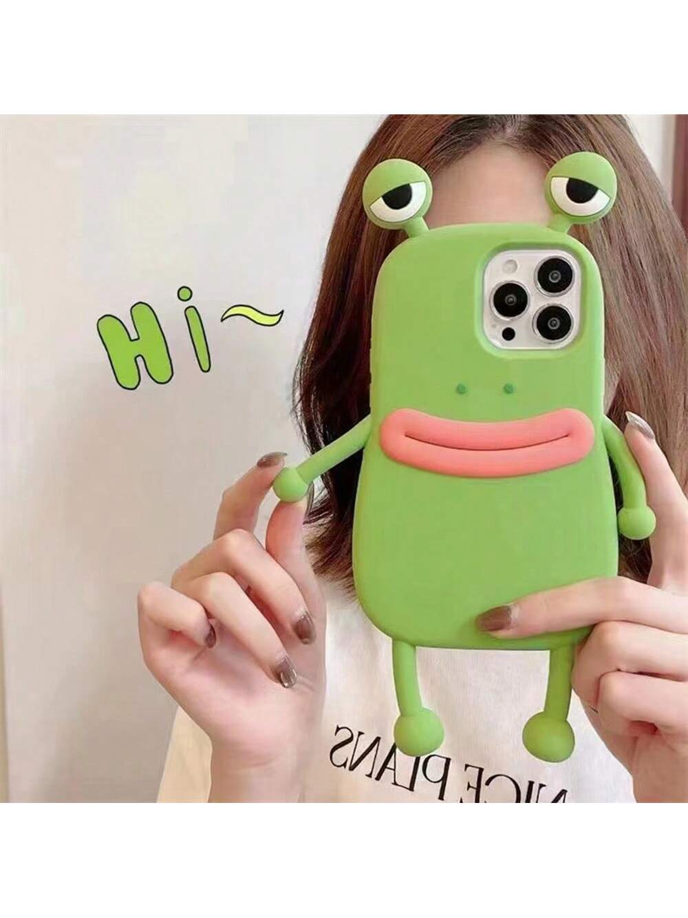 Funny Cartoon Frog Couple Soft Silicone Anti-Drop Phone Case, Green And Pink