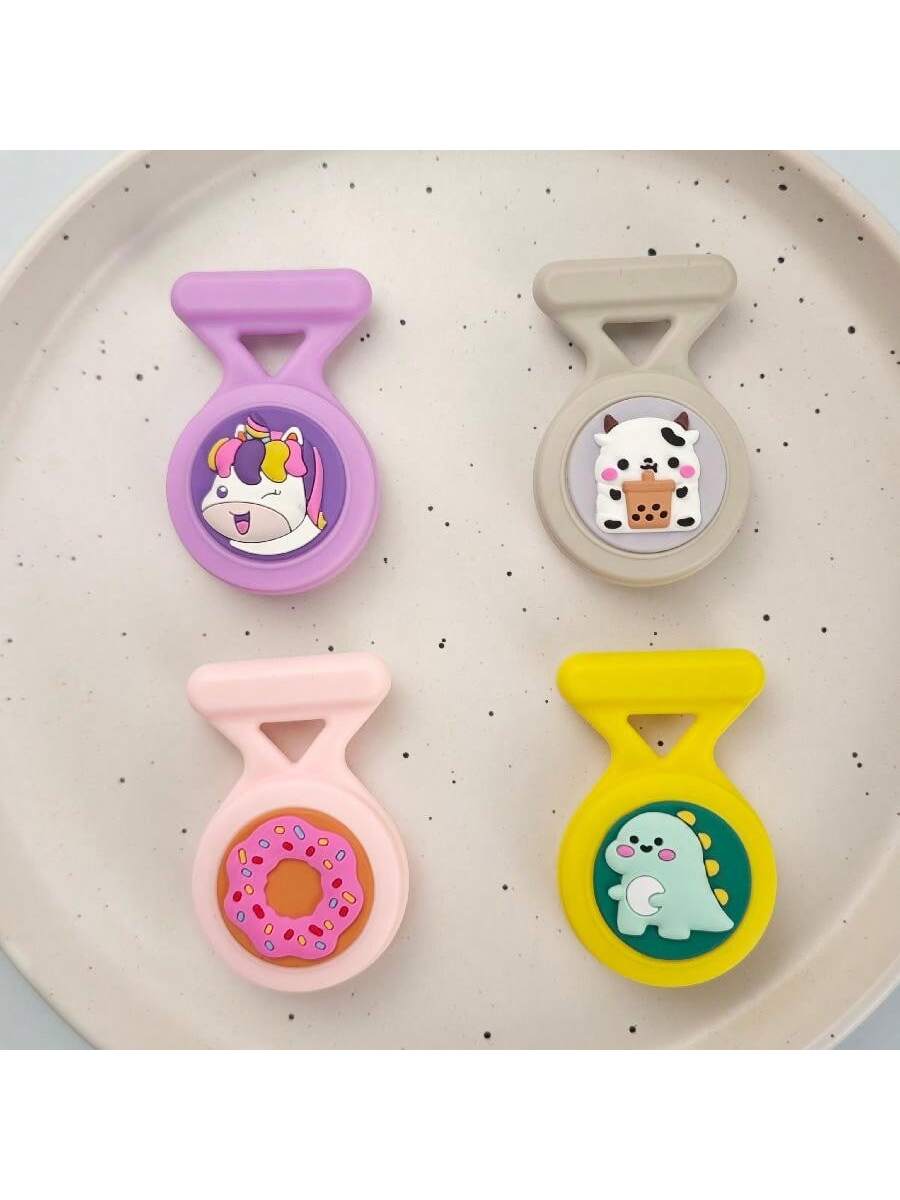AirTag Holder (1pc) Compatible With Apple AirTag, Cute Cartoon Style, Hidden AirTag Holder With Safety Latch, Soft Silicone, Full Coverage And Scratch-Proof