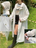 Hooded Loose Fit Water-Resistant Jacket With Drawstring And Large Hem