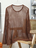 Fever City Men's Round Neck Hollow Design Casual Daily Sweater
