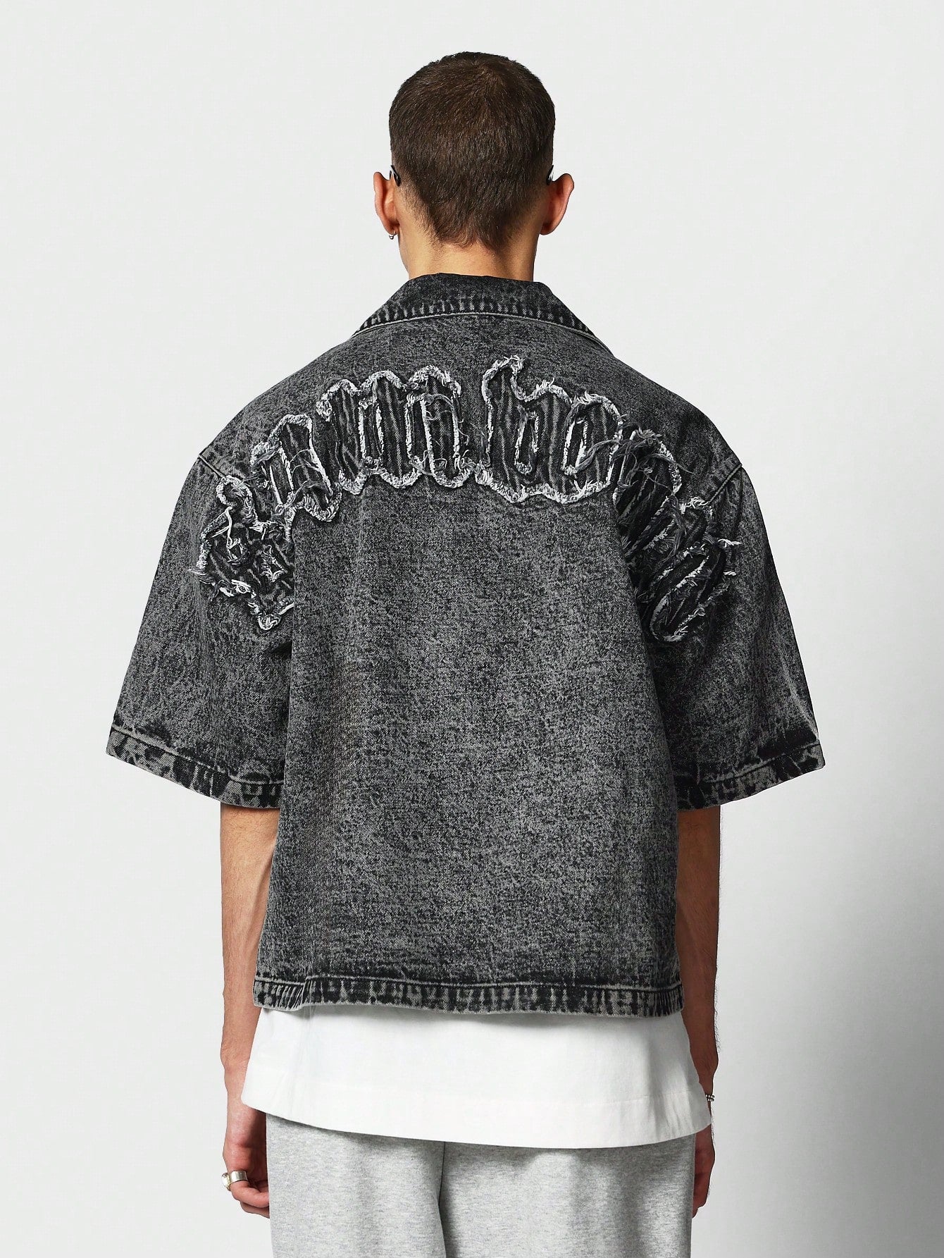 Washed Denim Shirt With Pocket And Applique Detail College Ready