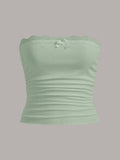 Plus Lace Trim Ruched Summer Tube Top