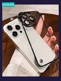 Koolife 1pc Frameless Clear PC Phone Case With Electroplated Edge And Lens Film Compatible With Apple IPhone 13/13 Pro/13 Pro Max/14/14 Pro/14 Plus/14 Pro Max/15/15 Pro/15 Pro Max/15 Plus, Shockproof And Scratch Protective Cover