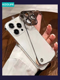 Koolife 1pc Frameless PC Plating Edge Shockproof Phone Case With Lens Film, Compatible With Apple IPhone 13/13PRP/13ProMax/14/14Pro/14Plus/14ProMax/15/15Pro/15ProMax/15Plus