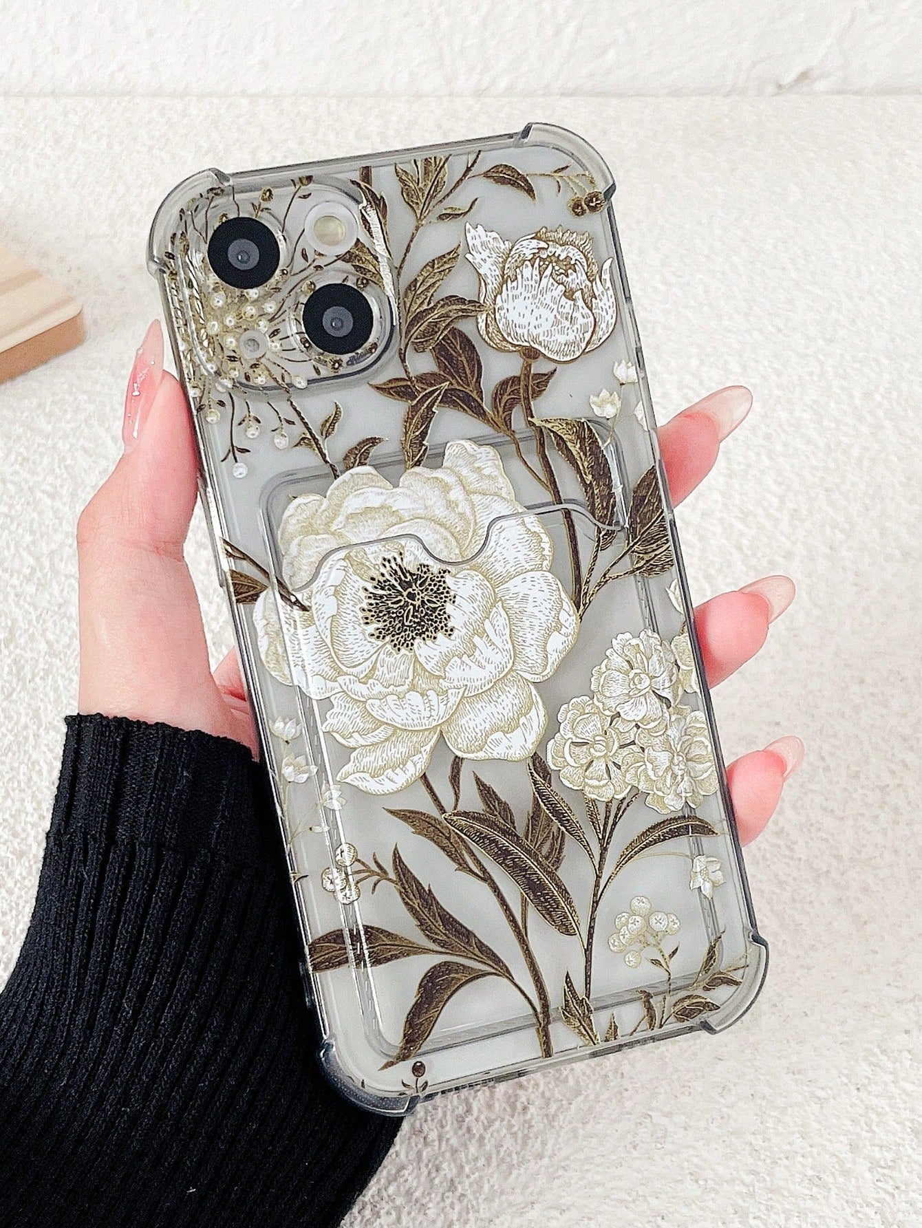 Floral Card Slot Phone Case