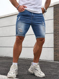 Men's Plus Size Distressed Washed Denim Shorts